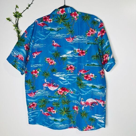 SSLR Blue Hawaiian Tropical Shirt Sz Large - Picture 9 of 11